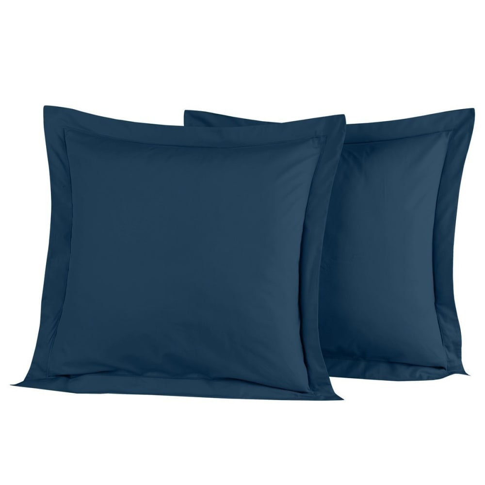 Lot de 2 taies d'oreiller en percale de coton indigo 65x65 cm