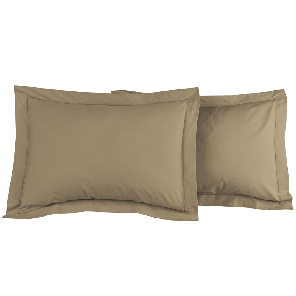 Llot de 2 taies d'oreiller en percale de coto taupe 50x70 cm