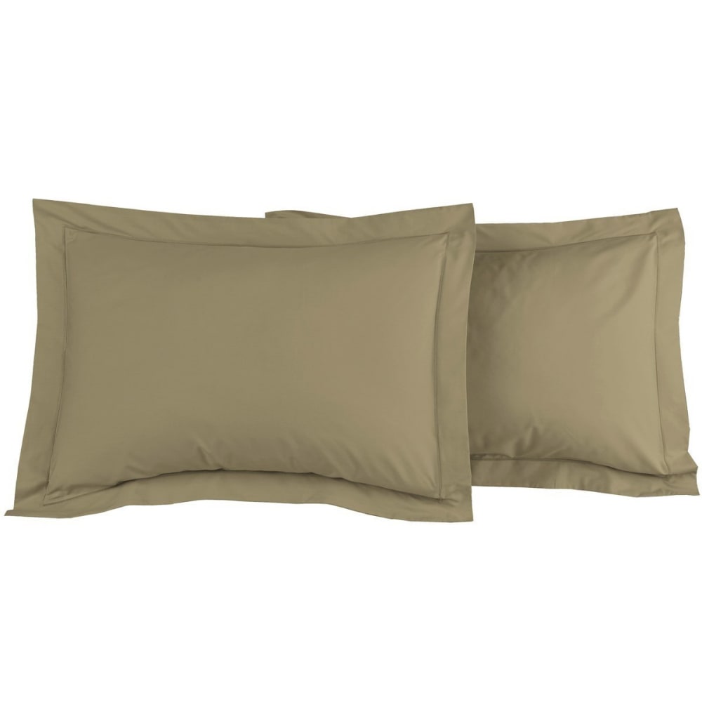 Lot de 2 taies d'oreiller en percale de coton taupe 50x70 cm