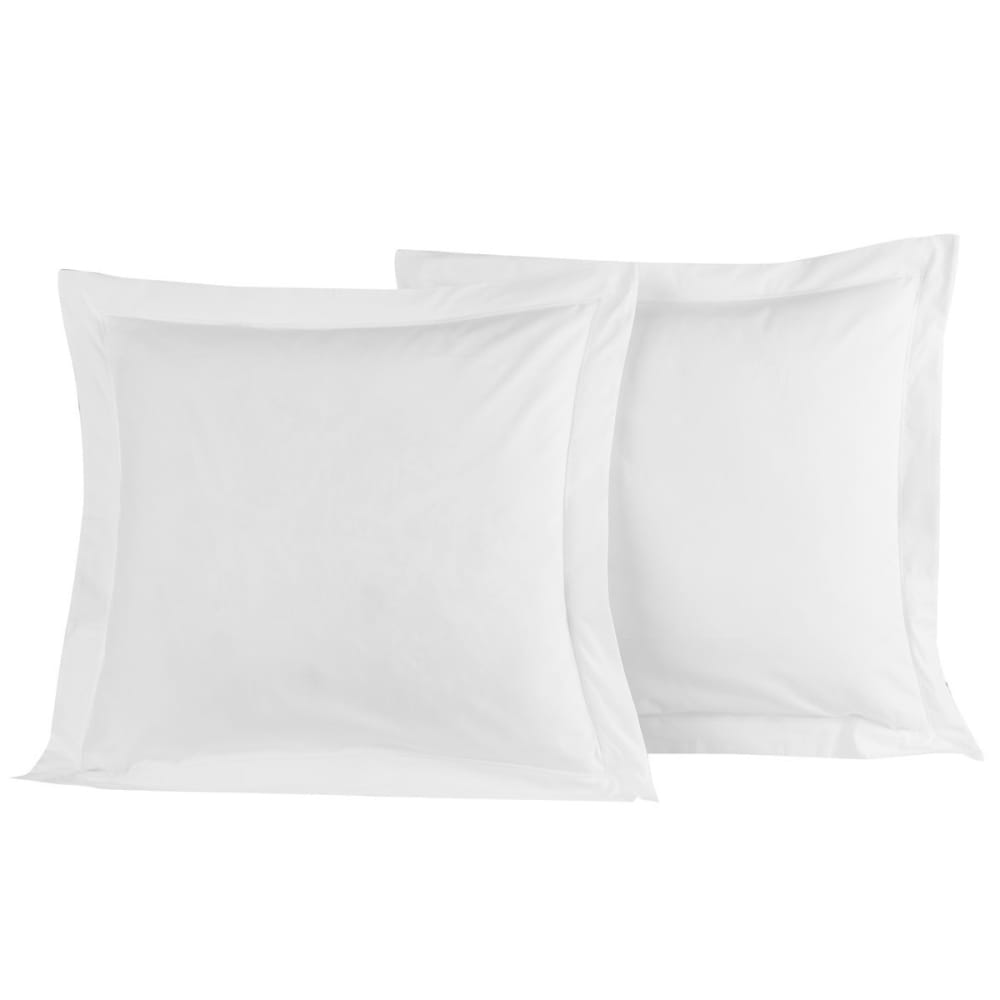 Lot de 2 taies d'oreiller en percale de coton blanc 65x65 cm