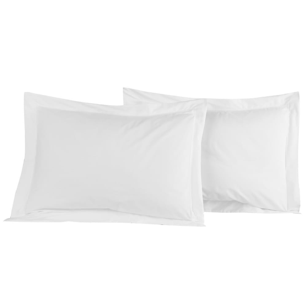 Lot de 2 taies d'oreiller en percale de coton blanc 50x70 cm