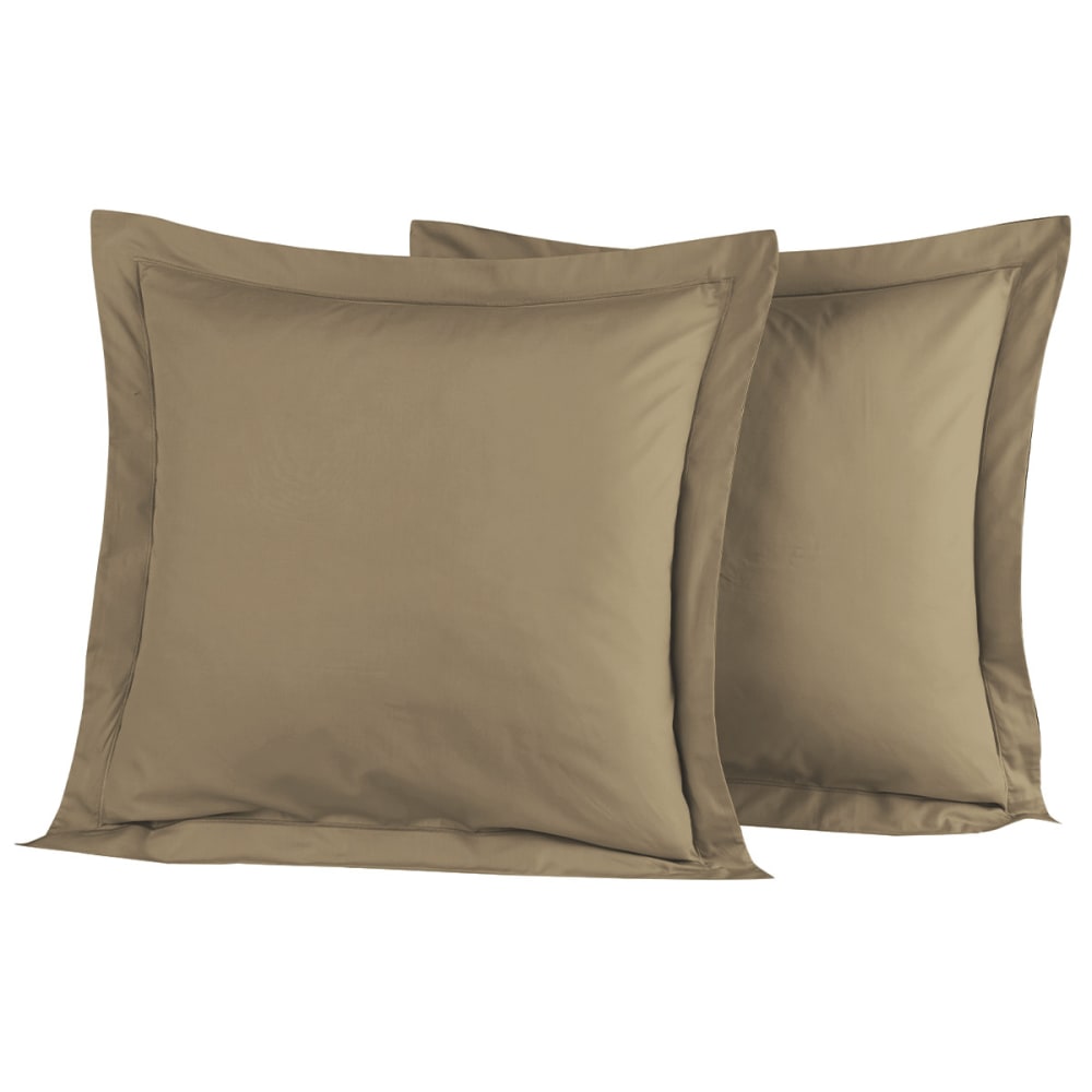 Llot de 2 taies d'oreiller en percale de coto taupe 65x65 cm
