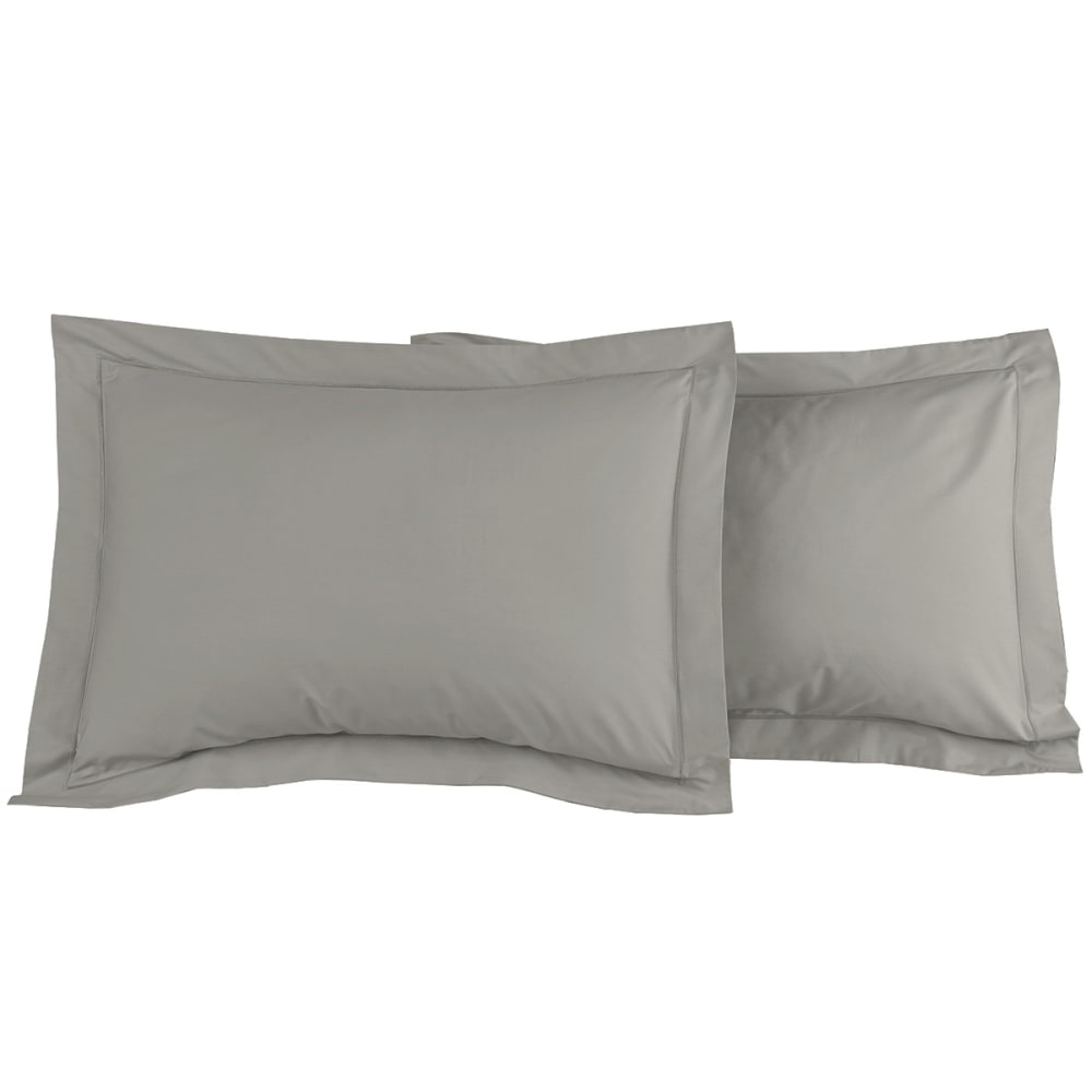 Llot de 2 taies d'oreiller en percale de coto gris perle 50x70 cm