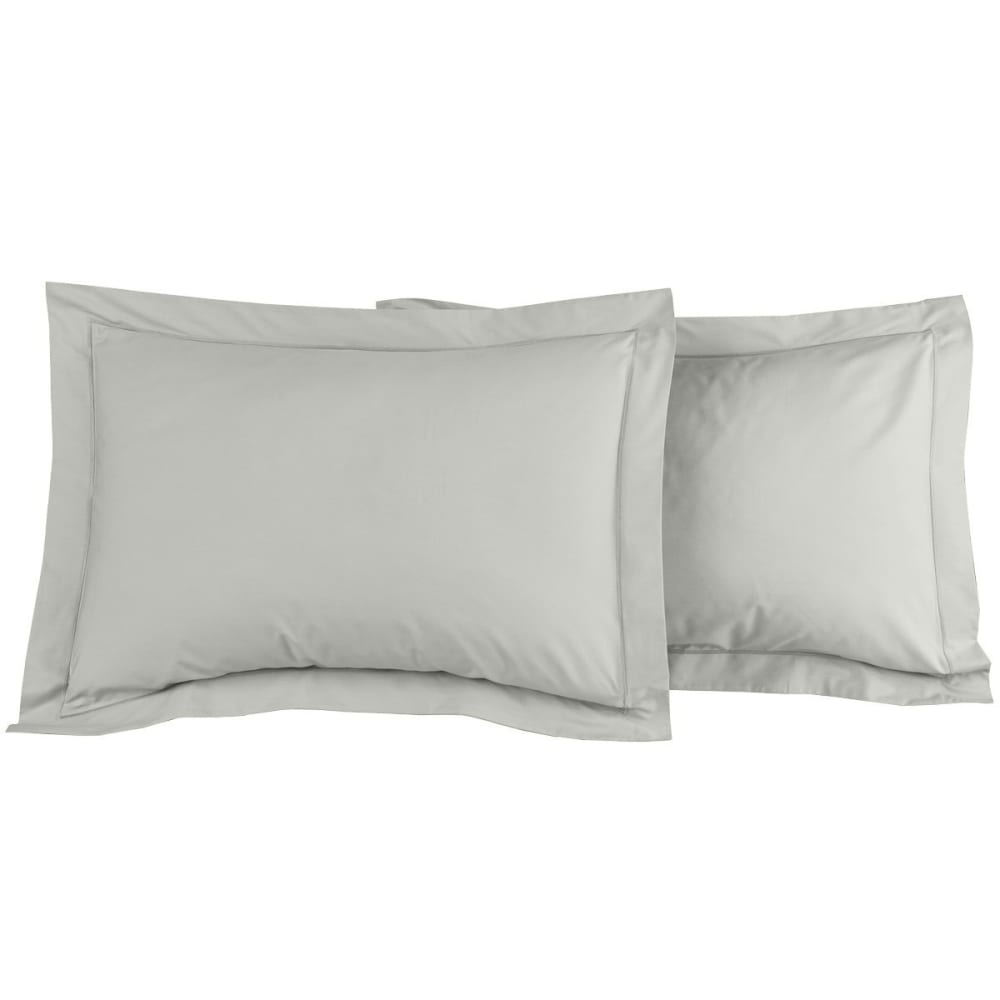 Lot de 2 taies d'oreiller en percale de coton gris perle 50x70 cm