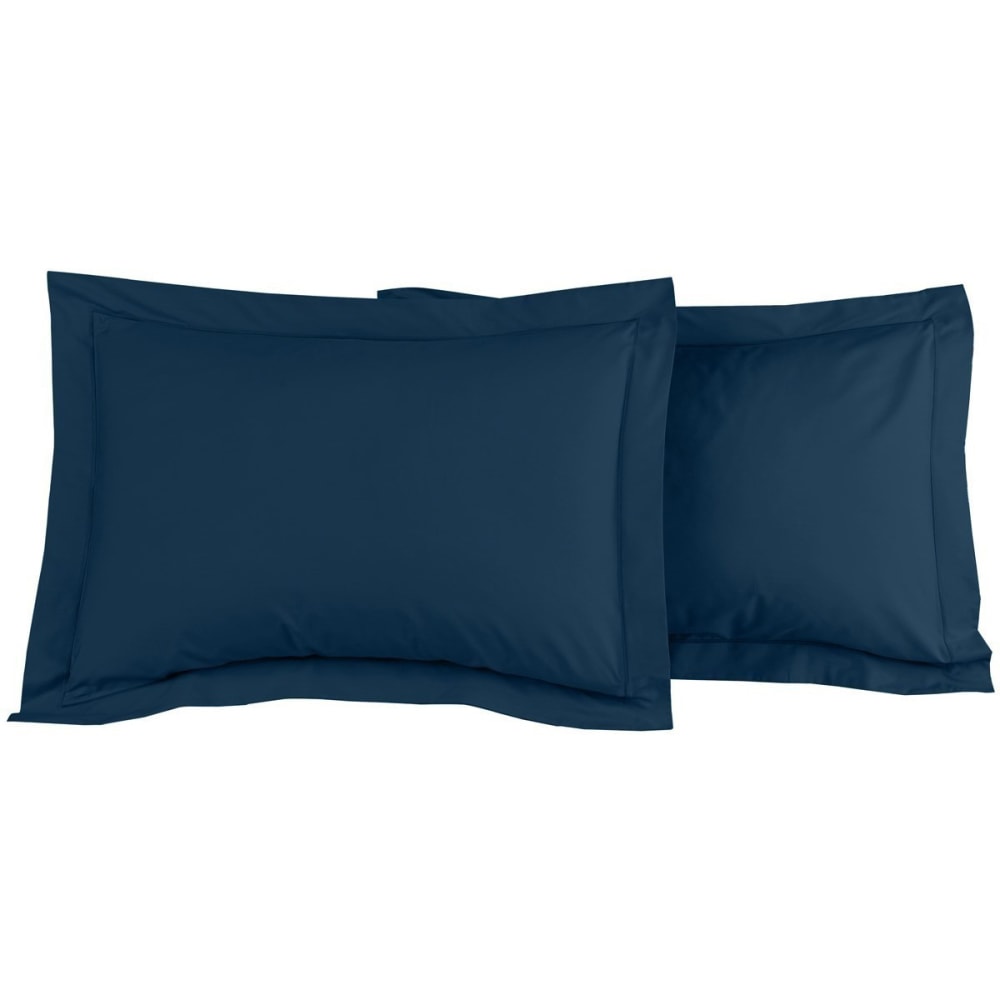 Lot de 2 taies d'oreiller en percale de coton indigo 50x70 cm
