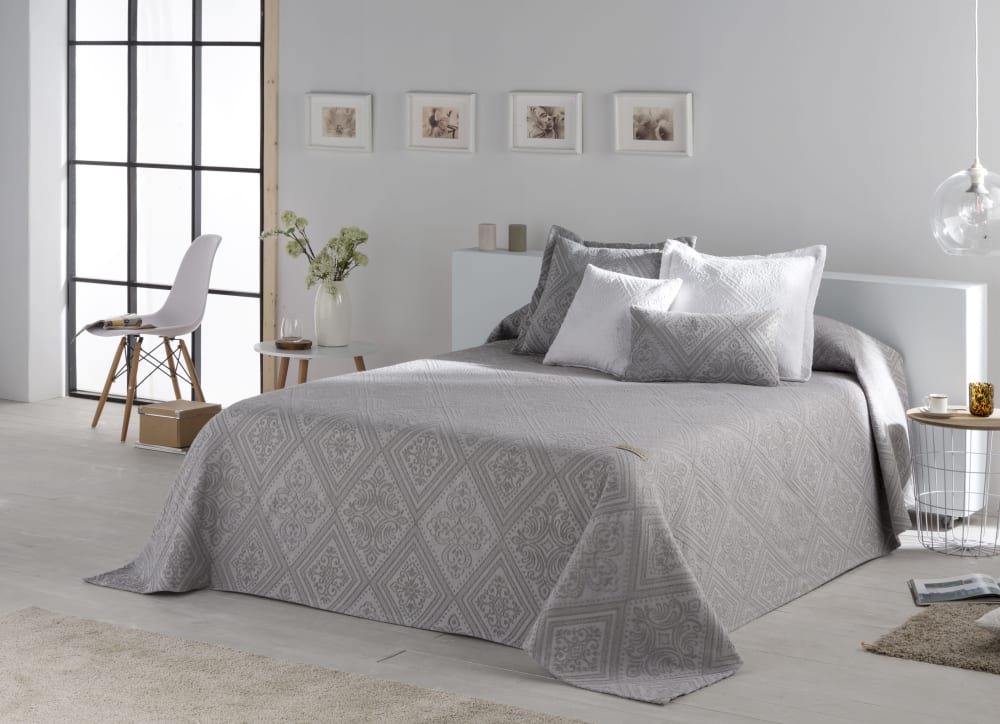 Couvre lit en coton gris 230x270