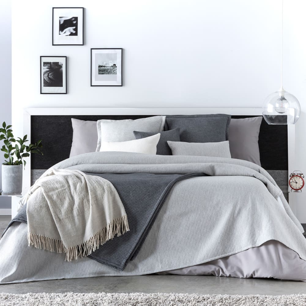 Colcha de algodón 230x270 cm gris perla