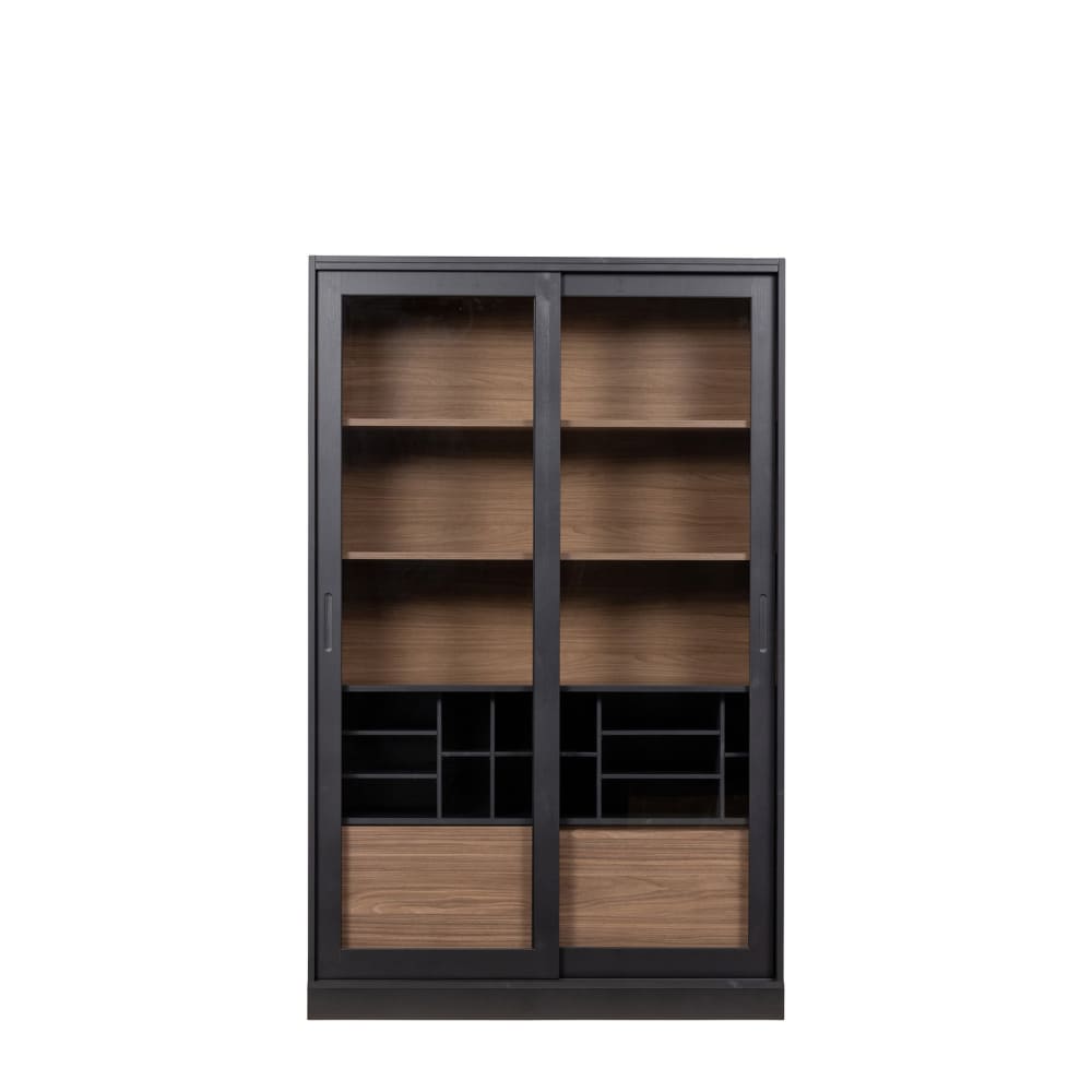 WOOOD Holzschrank mit 2 Schiebetüren, schwarz style modern - Holz