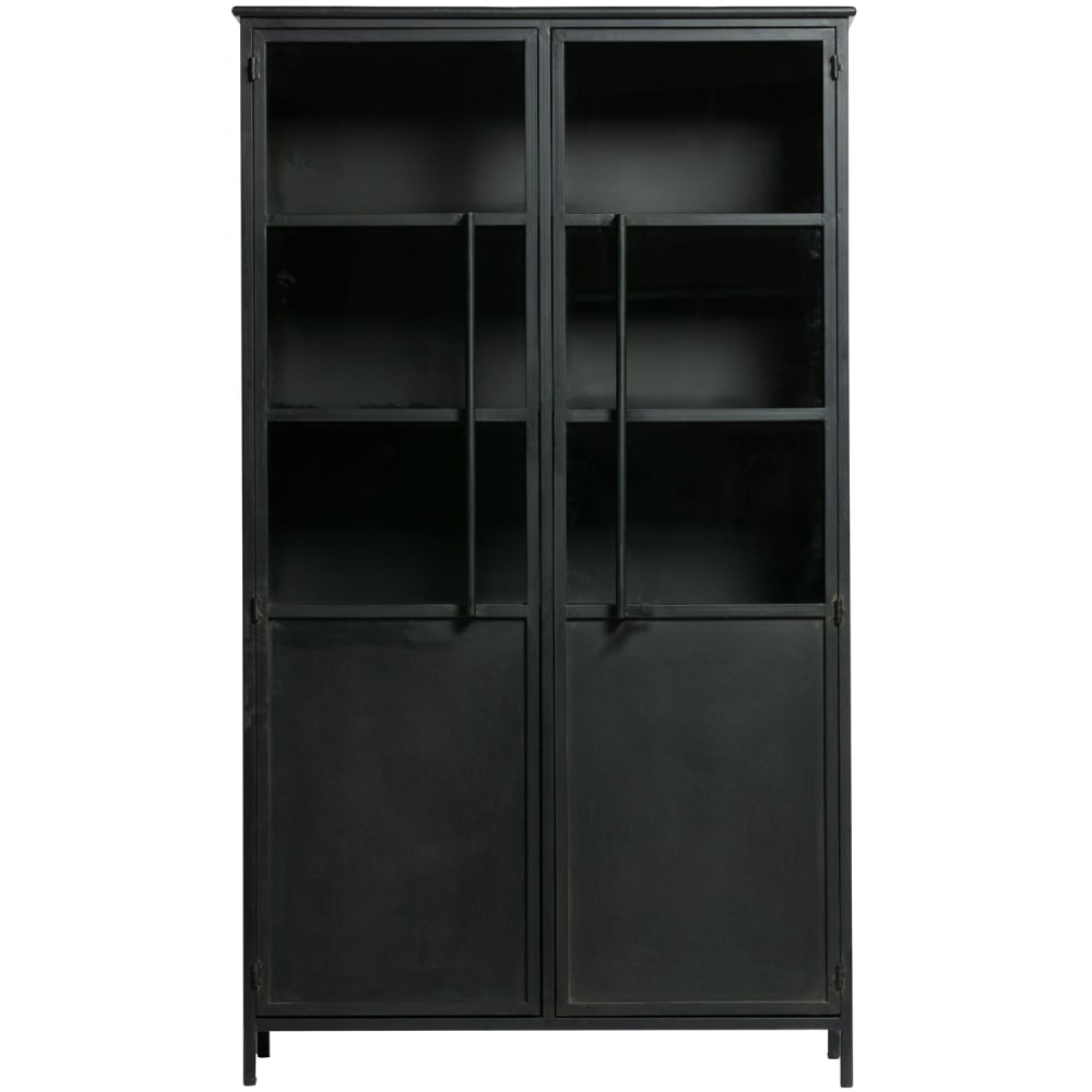 WOOOD Vitrinenschrank mit 2 Türen aus Metall, Schwarz style modern Schwarz Stahl