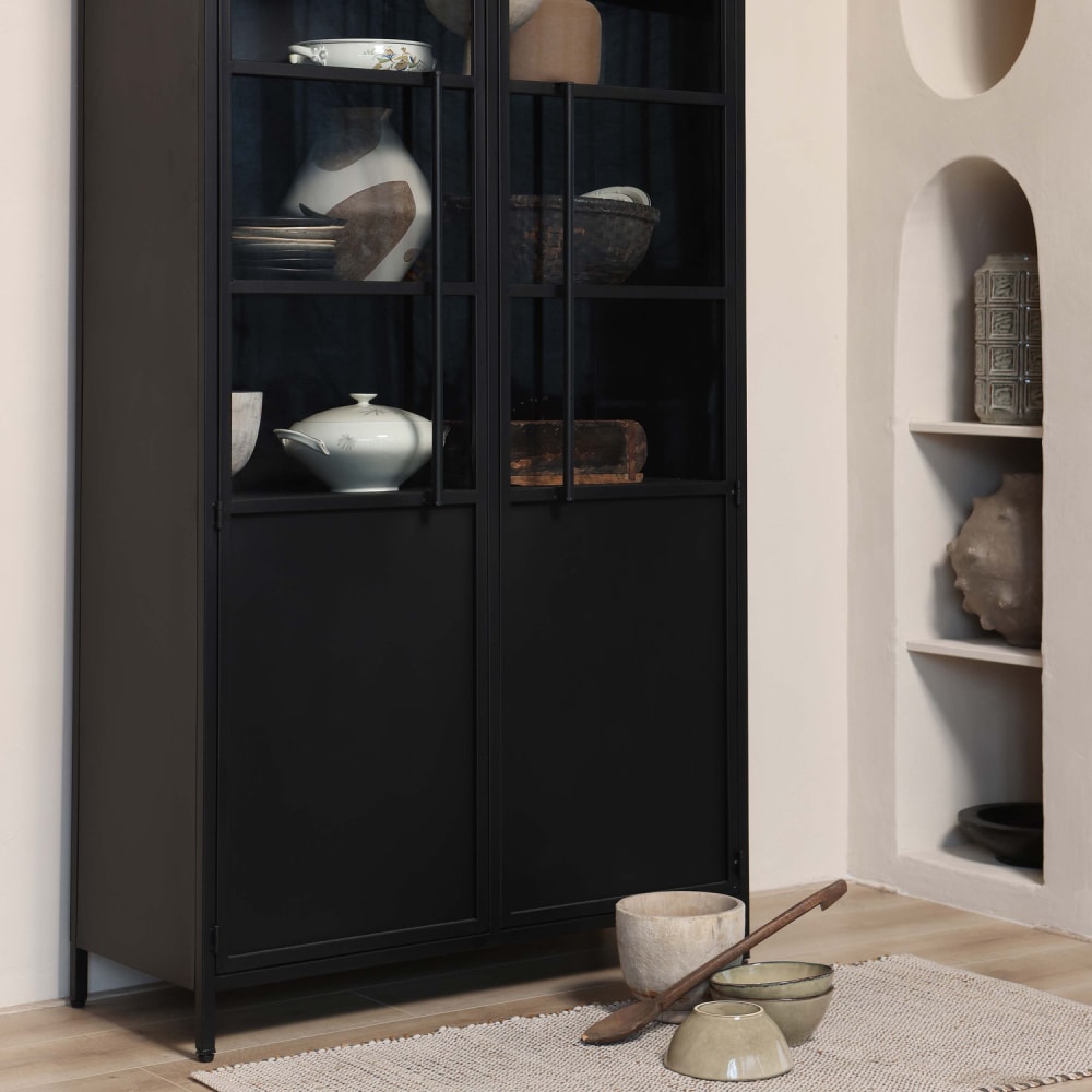 Vitrine 2 portes en métal noir - Maisons du Monde