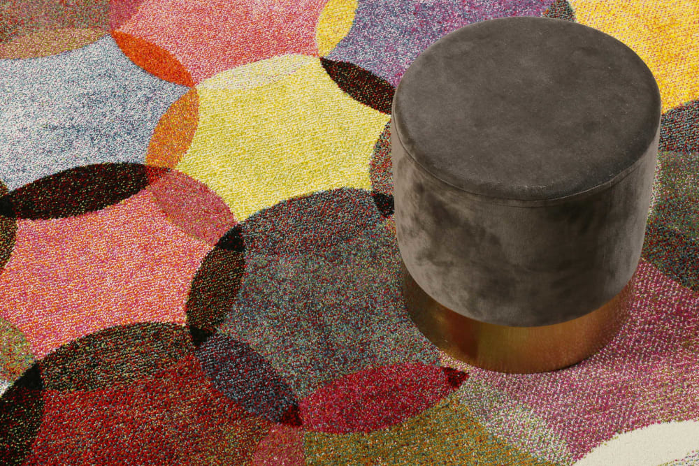 Tapis motif cercles vintage nuances vives pour salon, chambre 170x120 — vue 4