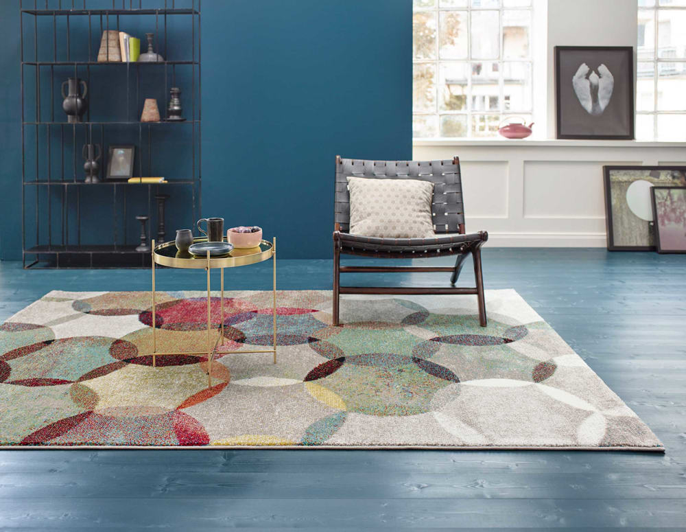 Tapis motif cercle vintage tons chauds 170x120 — vue 3