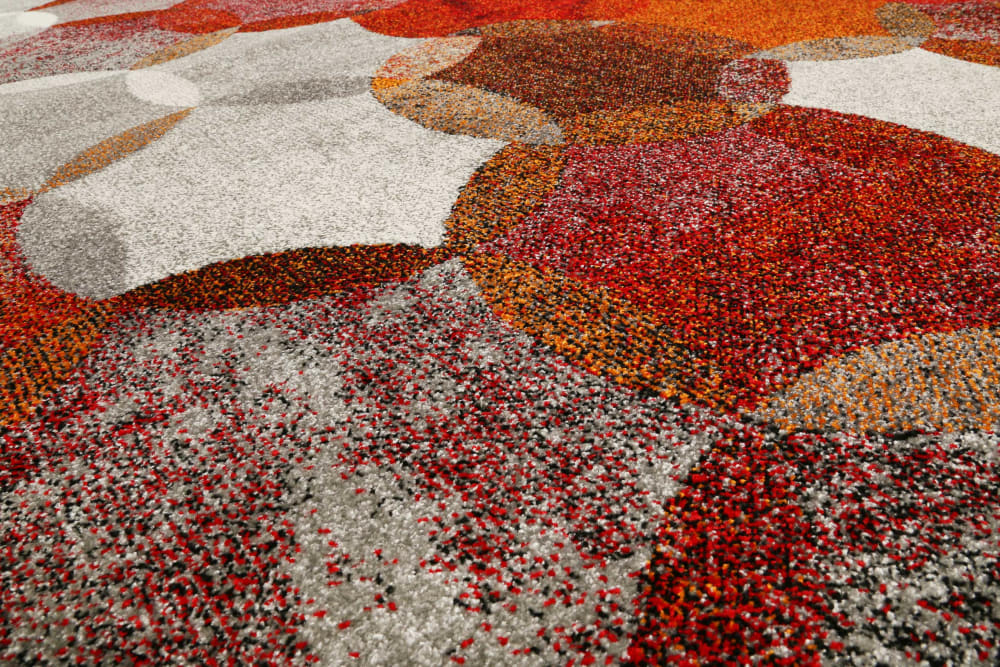 Tapis motif cercles vintage rouge/gris pour salon, chambre 225x160 — vue 4
