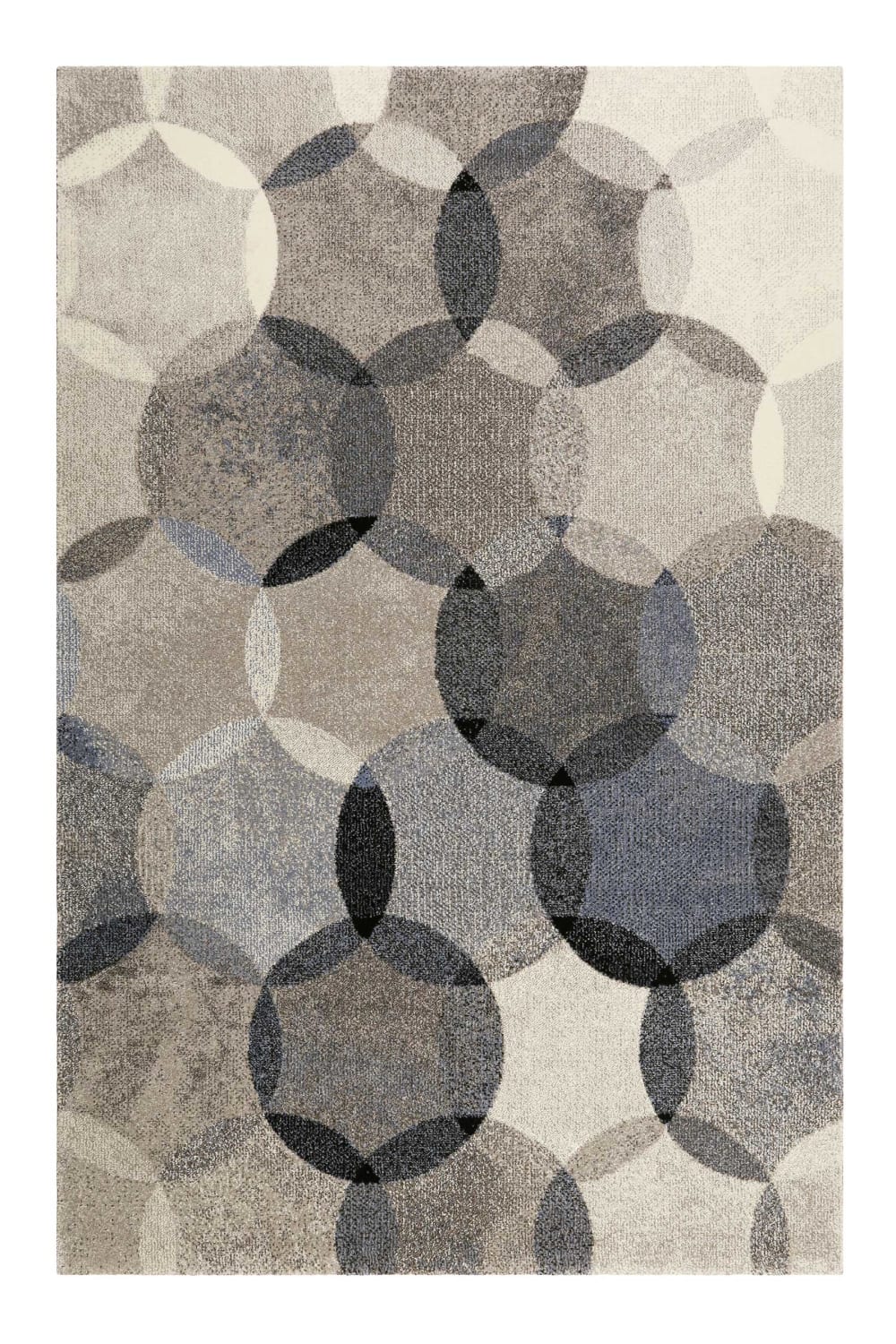 Tapis motif cercles vintage nuances d'hiver 225x160