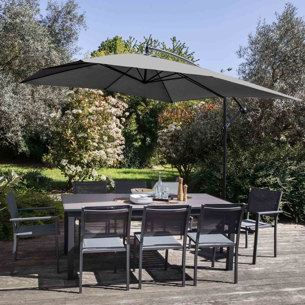 Parasol déporté 3x3m acier gris anthracite - Maisons du Monde