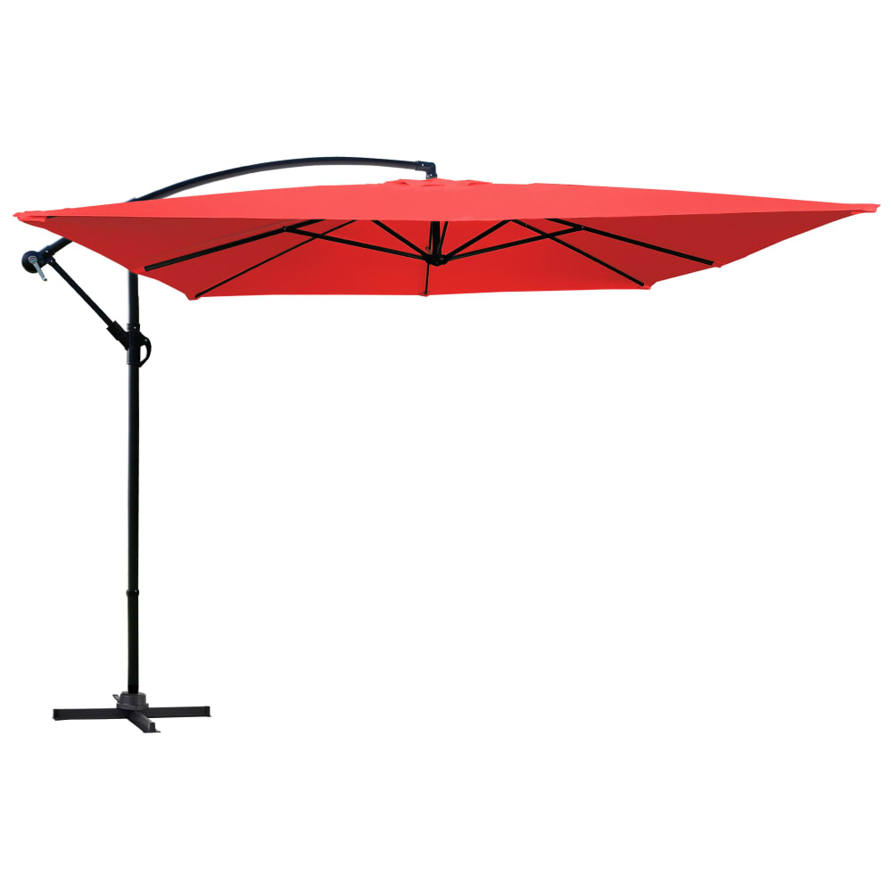 Parasol déporté 3x3m aluminium rouge