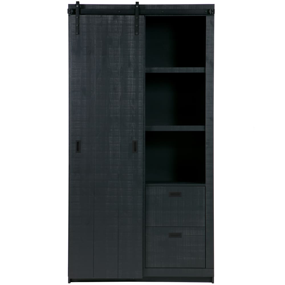 Armoire à porte coulissante en bois noir Armoire à porte coulissante en bois noir