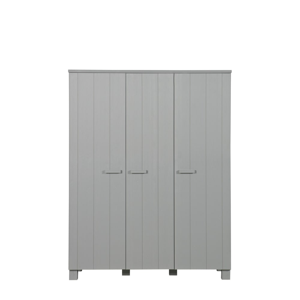 WOOOD 3-türiger Kleiderschrank aus Holz, grau style modern - Holz