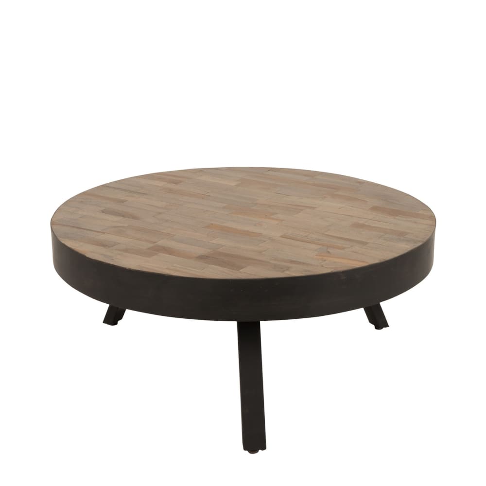 Mesa de centro redonda de madera y acero
