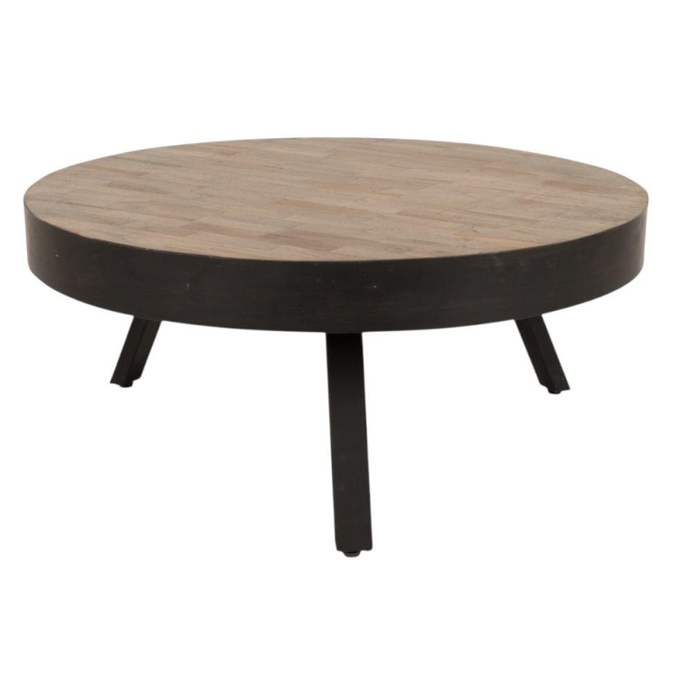 Table basse ronde en bois et acier