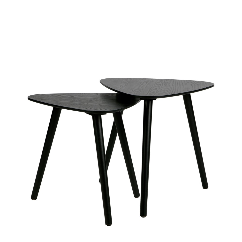WOOOD Set aus 2 Holzbeistelltischen, schwarz style modern - Holz