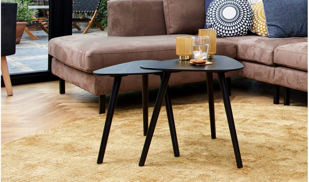 Set aus 2 Holzbeistelltischen, schwarz - Maisons Du Monde