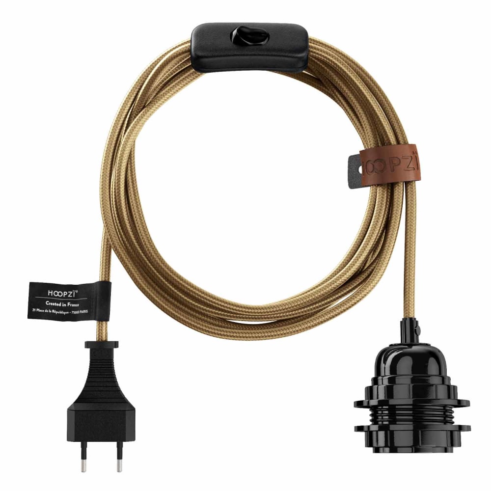 Fil électrique sectionnable en tissu luminaire laiton 4,5m