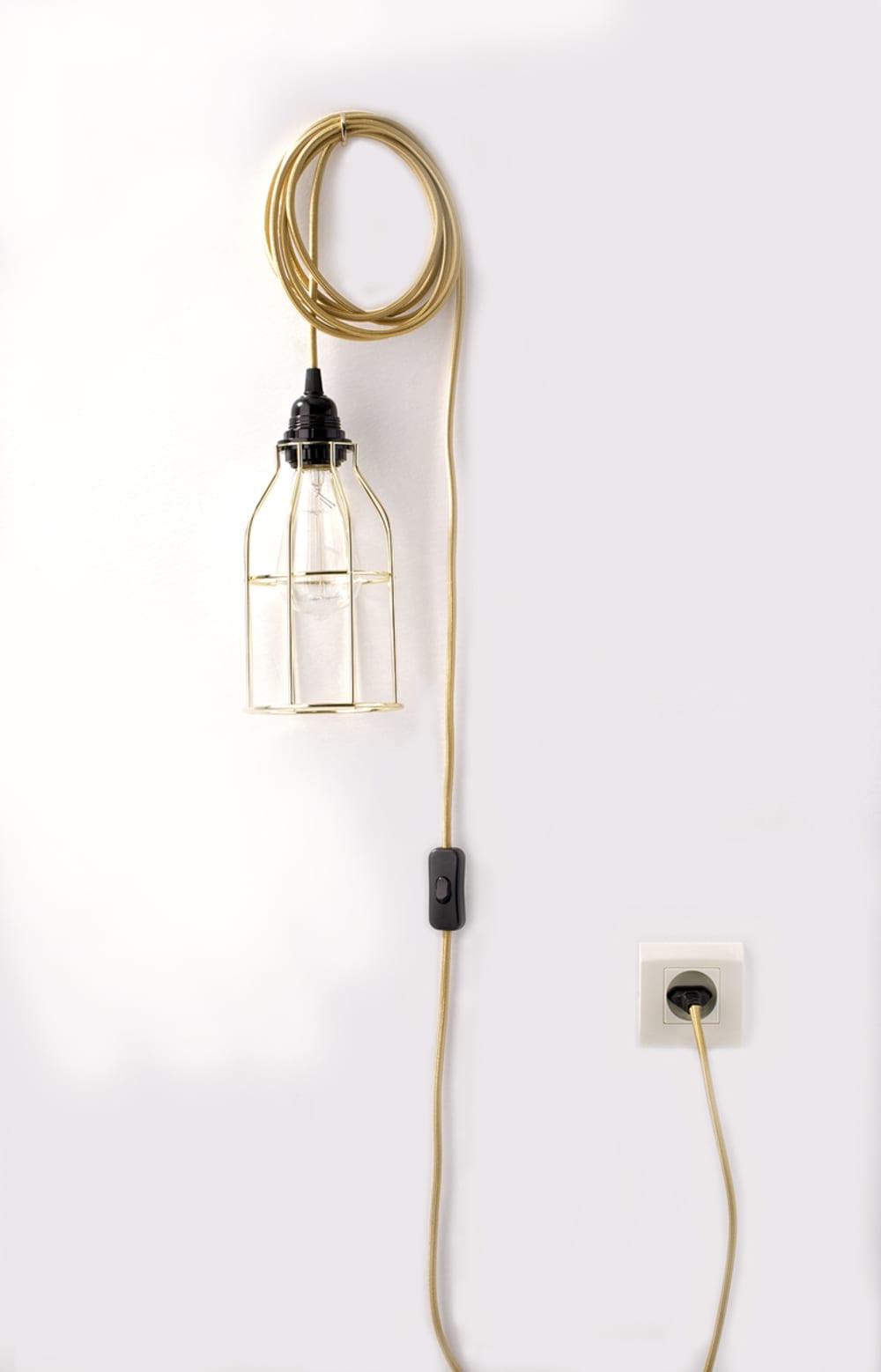 Fil électrique sectionnable en tissu luminaire laiton 4,5m - Maisons du Monde