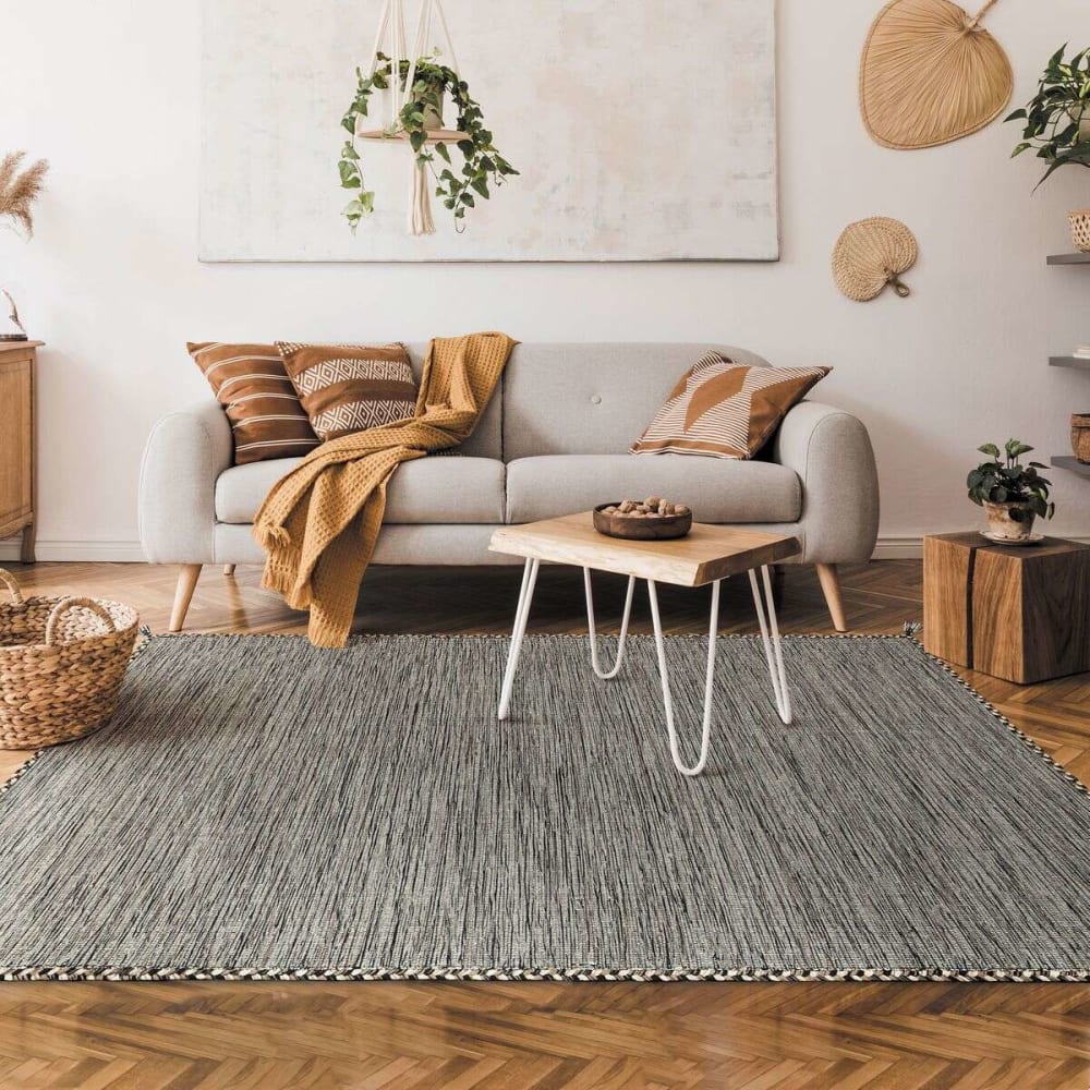 Tapis 100% coton tissé et tressé marron 160x230 — vue 3