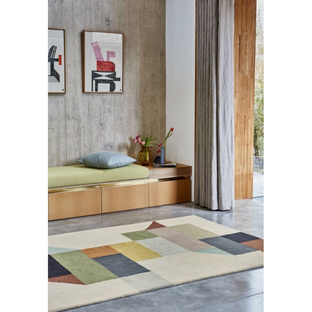 Moderner handgetufteter Wollteppich PALETTE Mehrfarbig 120x170 cm