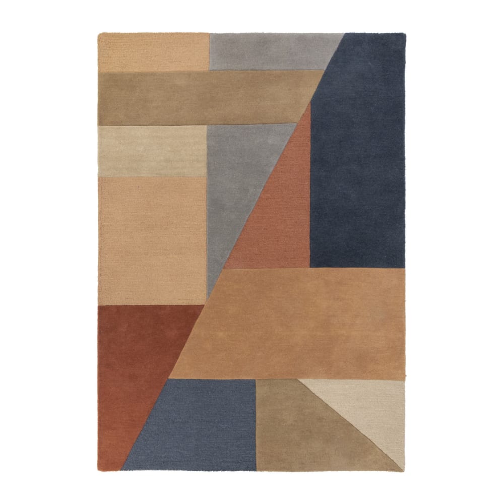 Tapis géométrique design en laine multicolore 200x290