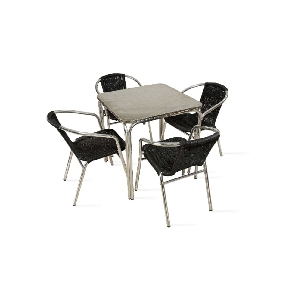 Mesa cuadrada de aluminio y 4 sillas de jardín nothing hill