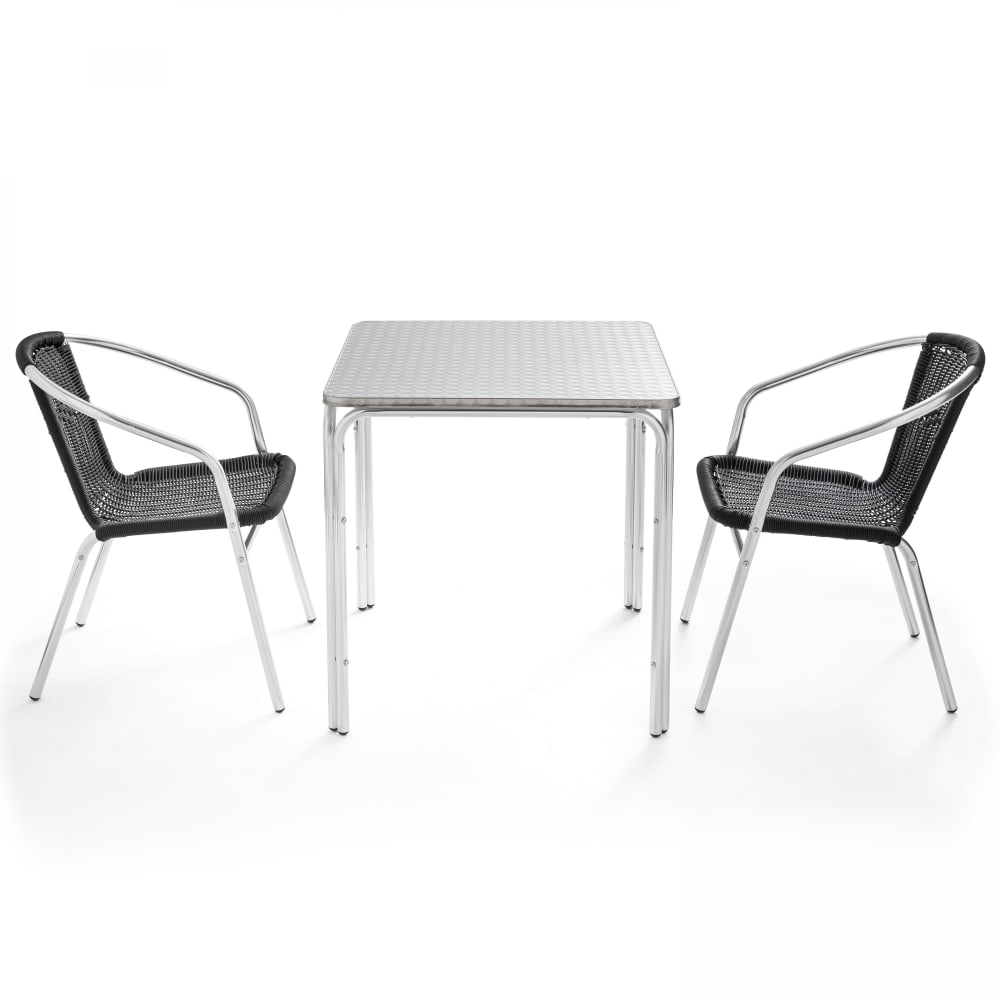 Mesa cuadrada de jardín y 2 sillones de aluminio nothing hill