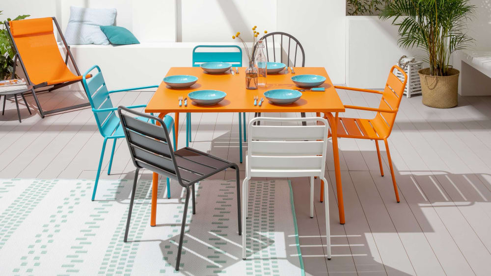 Chaise bistrot de jardin en métal bleu