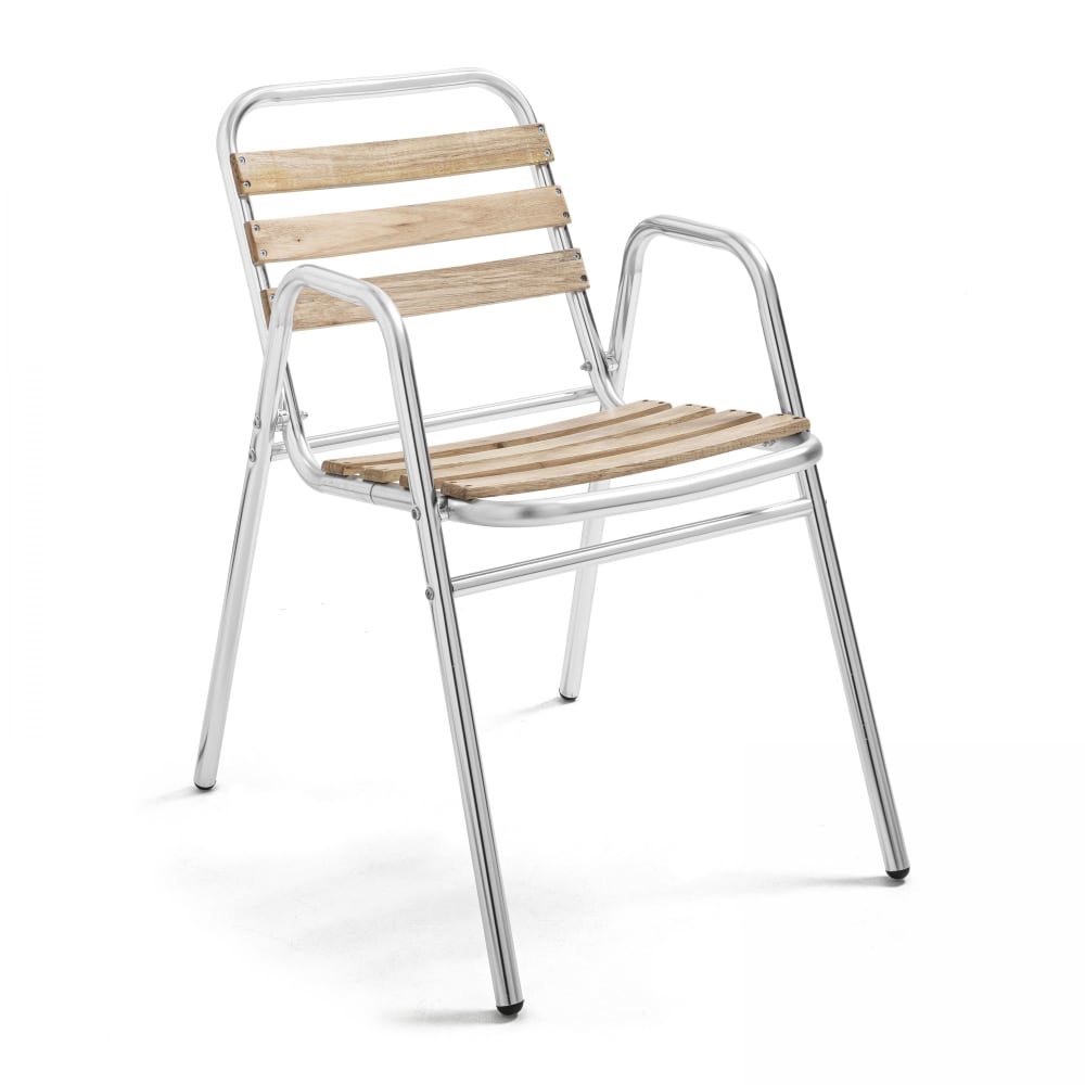 Fauteuil de jardin en bois et aluminium gris