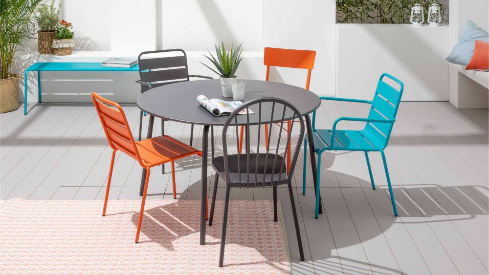 Chaise bistrot de jardin en métal gris anthracite