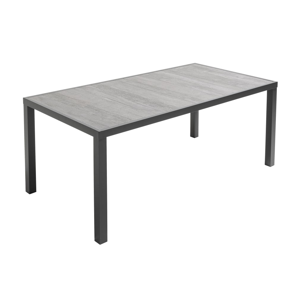 Table de jardin 8 places en céramique effet béton gris