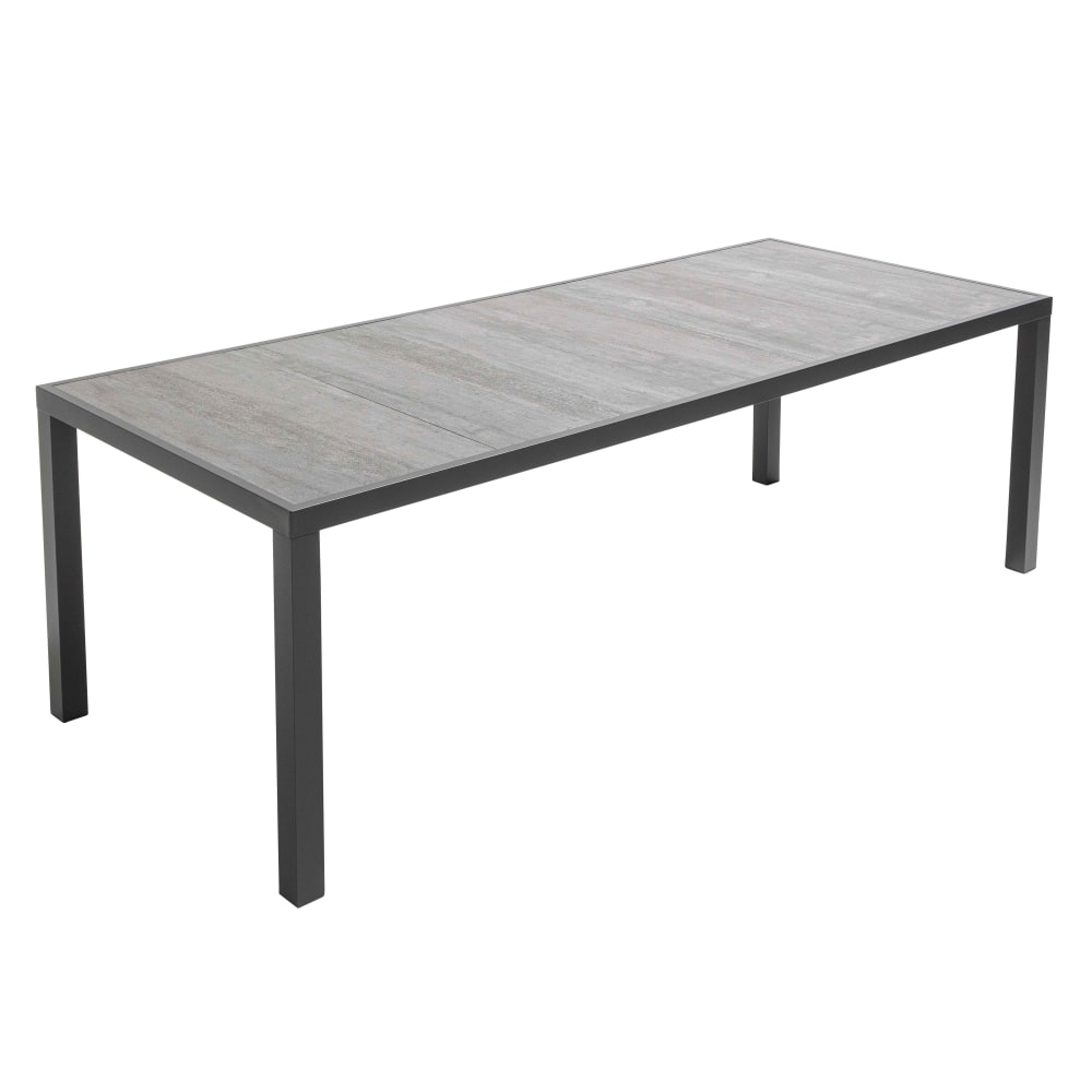 Table de jardin 10 places en céramique effet béton ciré gris