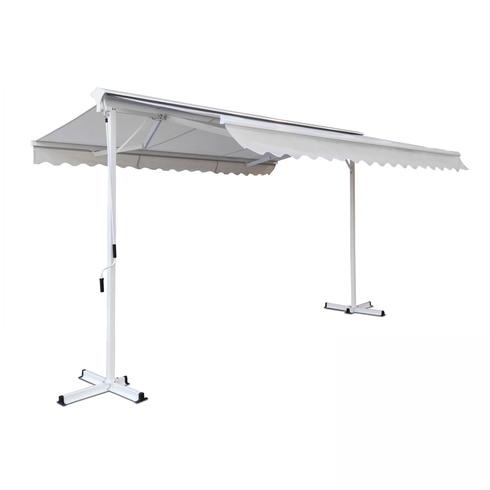 Store double pente avec coffre en aluminium écru Store double pente avec coffre en aluminium écru