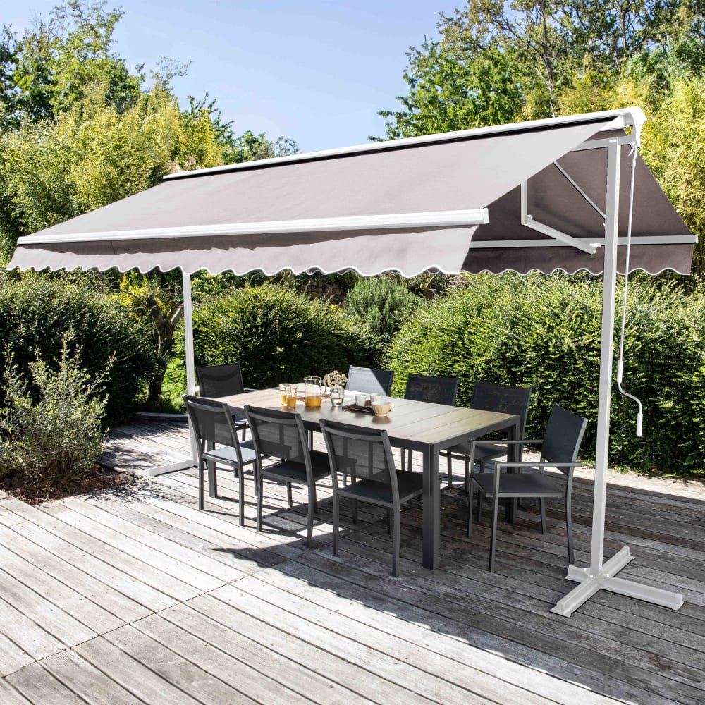 Store double pente avec coffre  en aluminium écru - Maisons du Monde