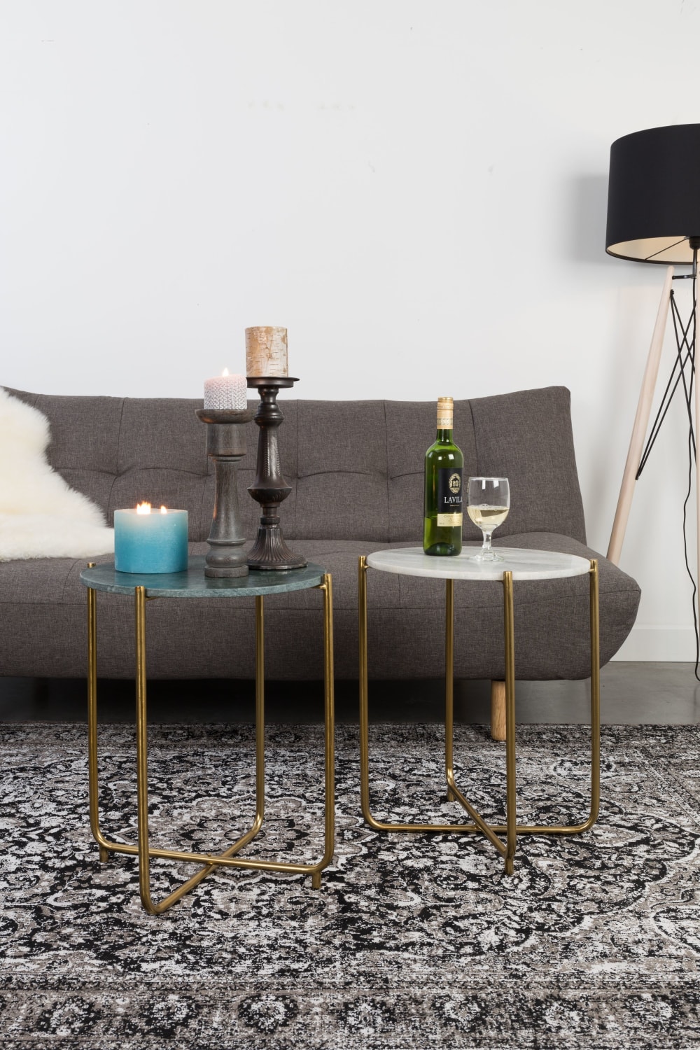 Table d'appoint en marbre blanc