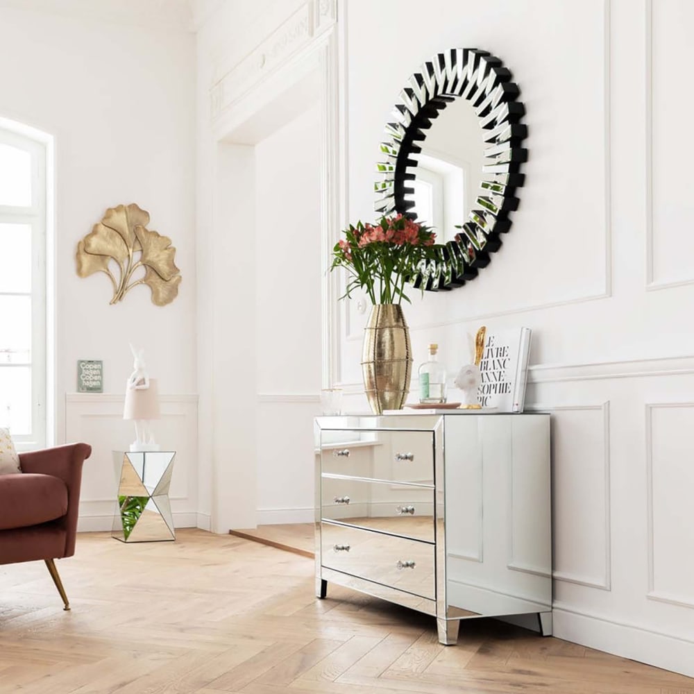 Commode 3 tiroirs en verre miroir - Maisons du Monde