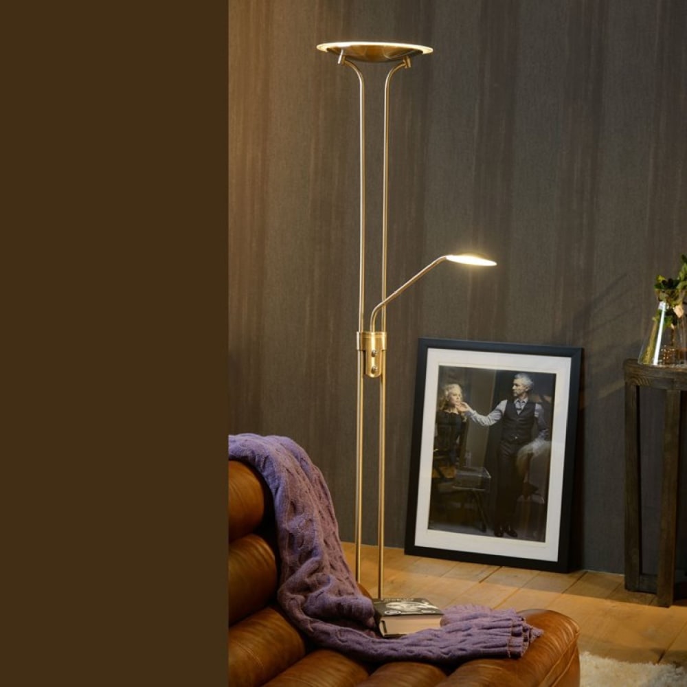 Stehlampe Mit Leselampe aus Metall mit 1 integrierten LED, chrom