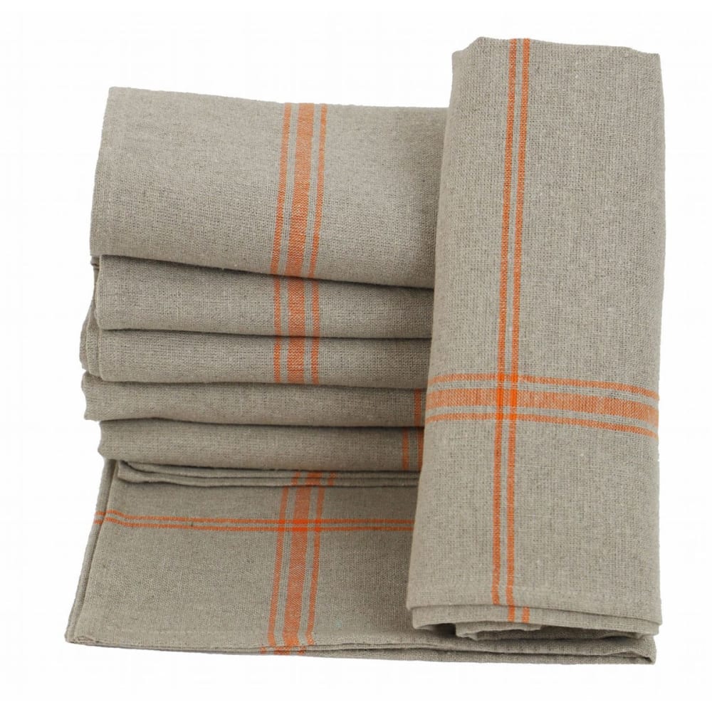 Lot de 6 torchons de cuisine en lin orange