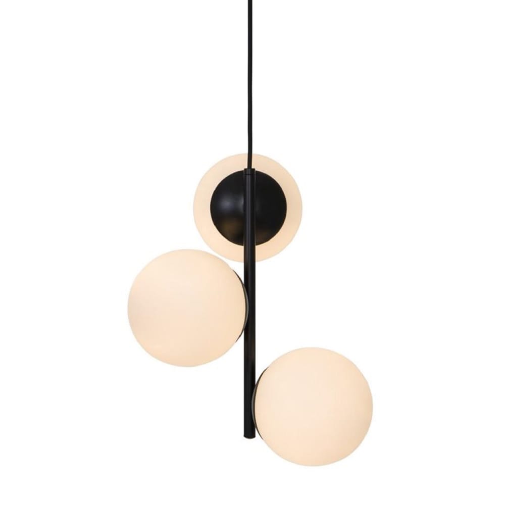 Nordlux Minimalistische schwarze Pendel-Deckenleuchte mit 3 weißen Kugeln style industrial - Metall