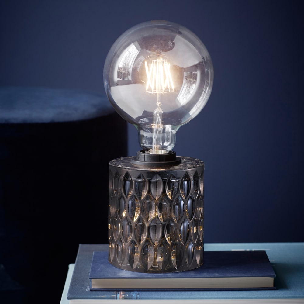 Lampe à poser verre gris H12,8cm — vue 3