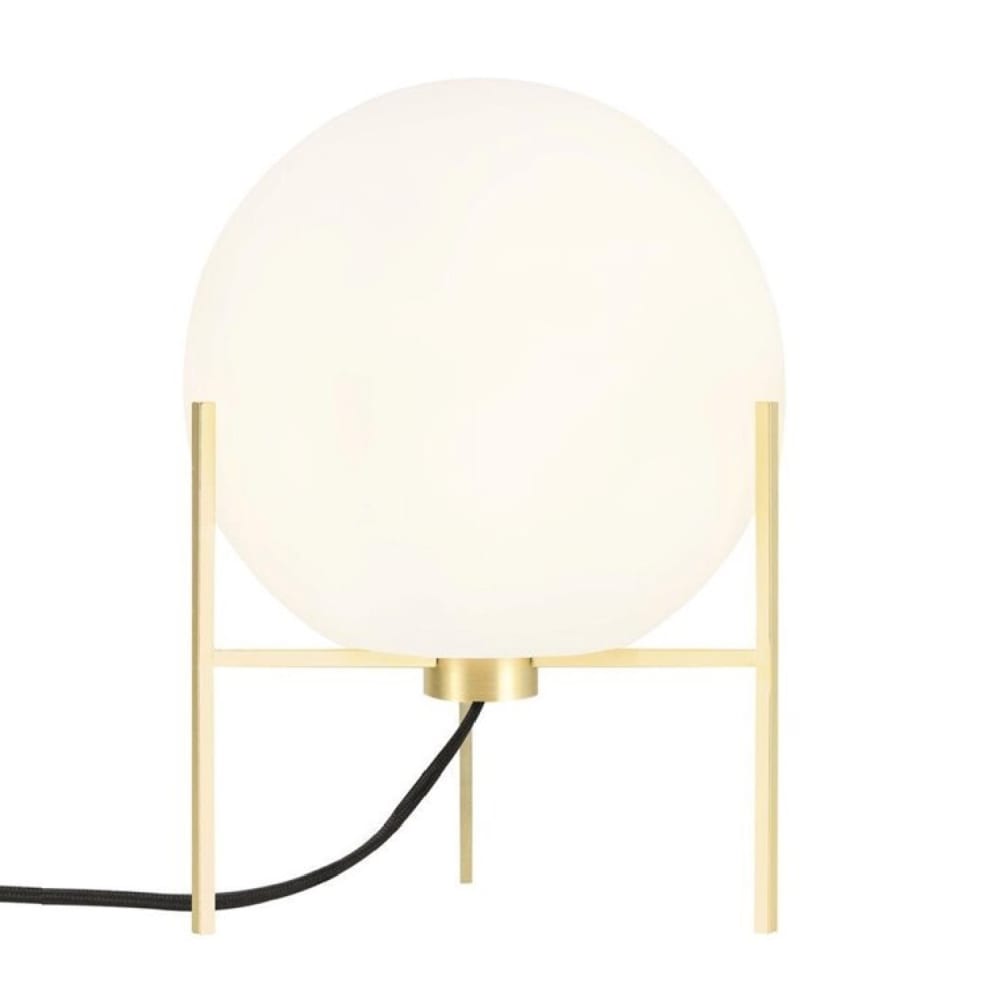 Lámpara trípode en metal vidrio blanco 29cm