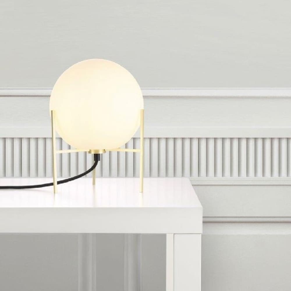 Lámpara trípode en metal vidrio blanco 29cm - Maisons du Monde