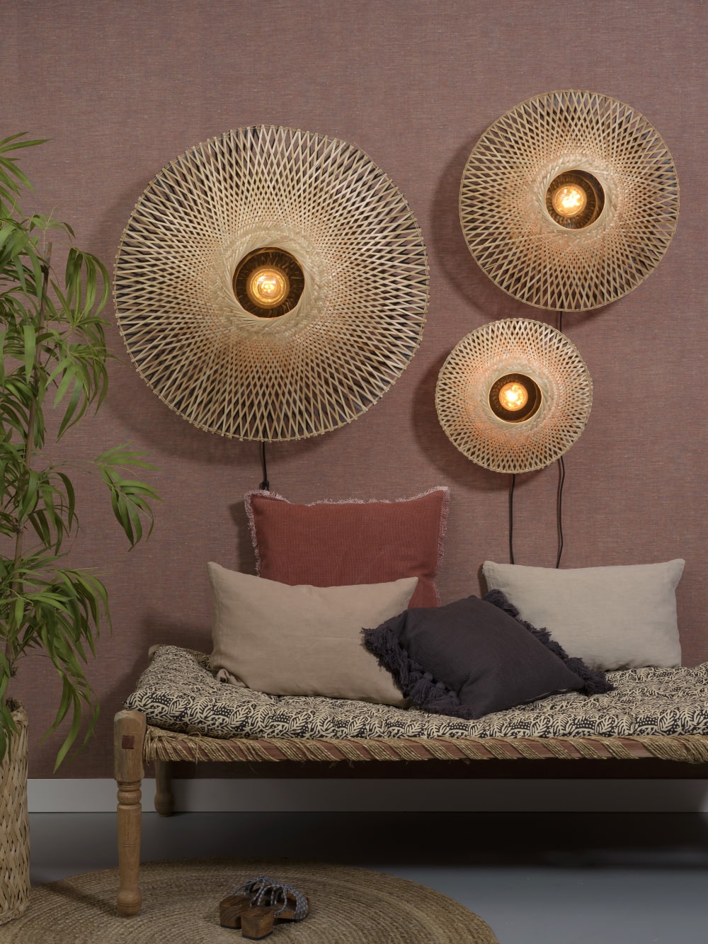Wandlampe aus Bambus, braun, Ø87cm - Maisons Du Monde
