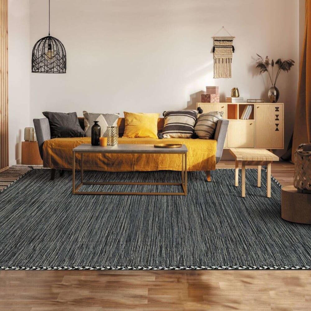 Tapis en coton tissé et tressé gris 190x290 — vue 3
